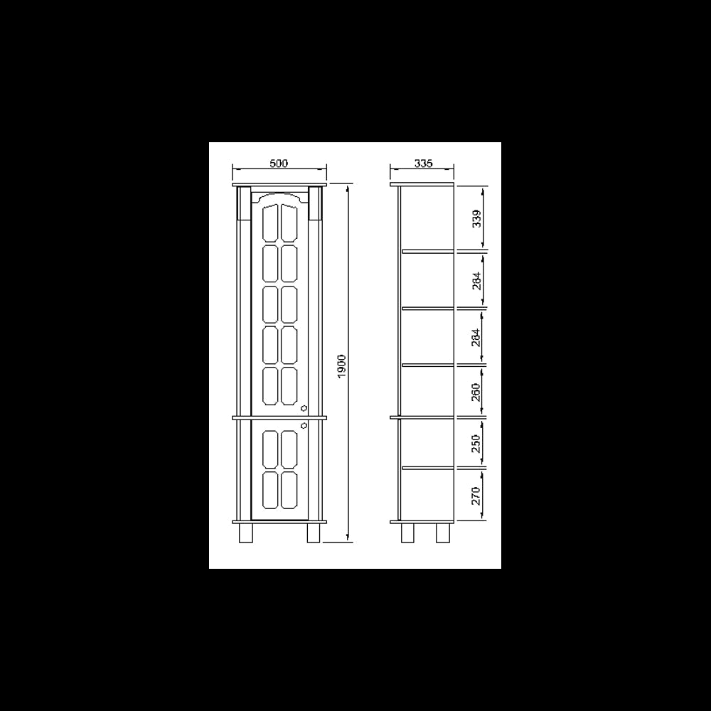 Dulap baie Versailles, 50x190x33cm, Aur